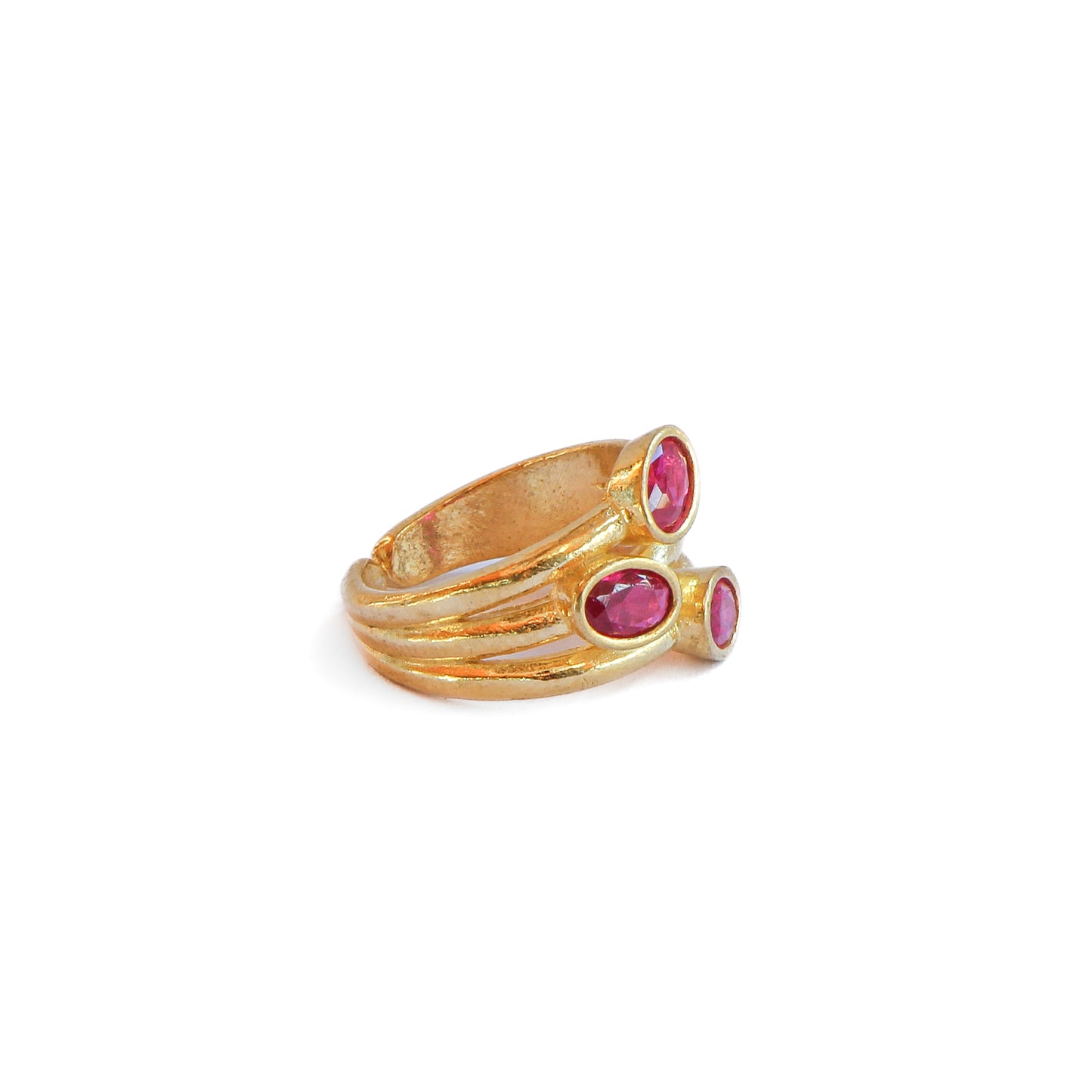 Anillo ajustable Elara Fucsia - Baño de oro 22 k
