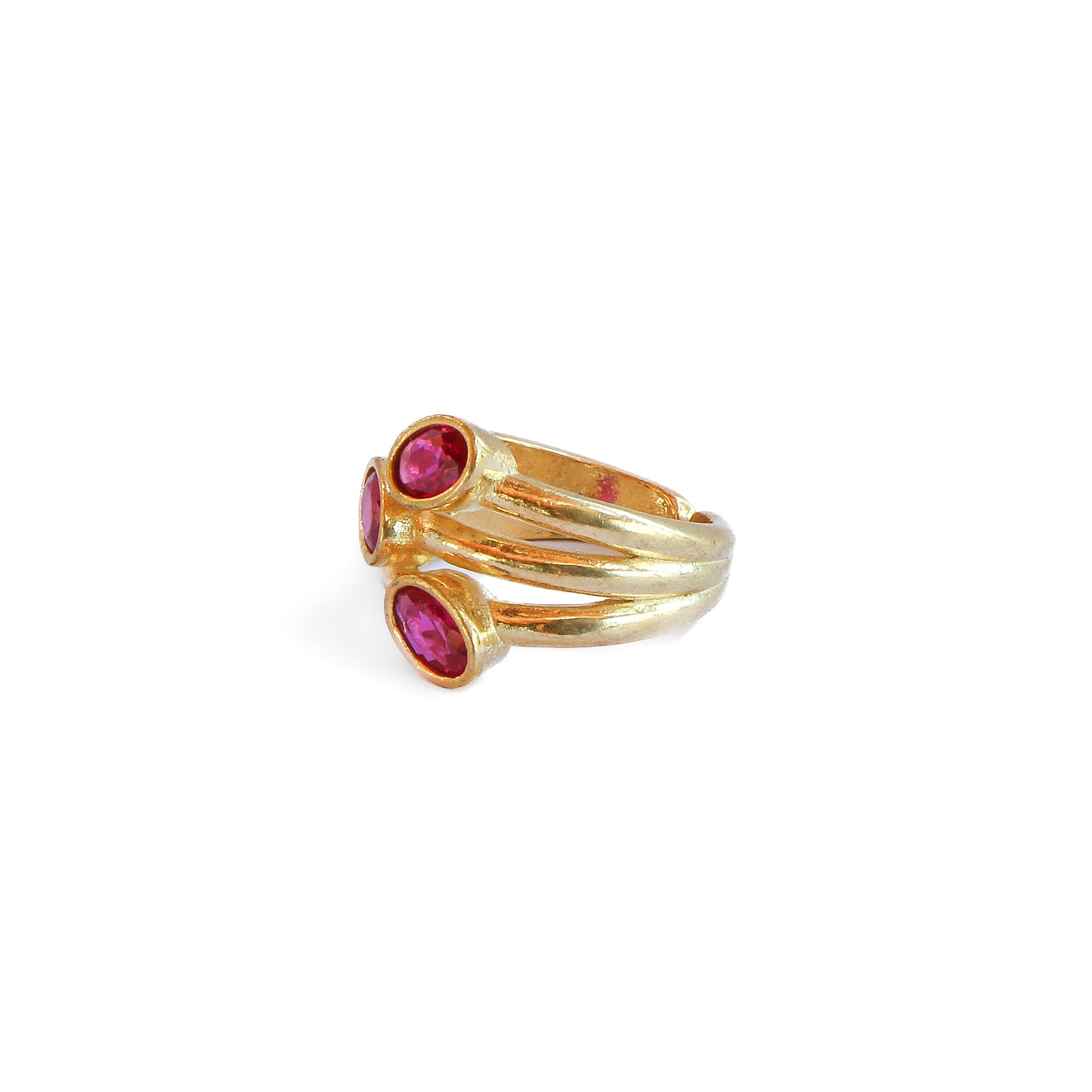 Anillo ajustable Elara Fucsia - Baño de oro 22 k