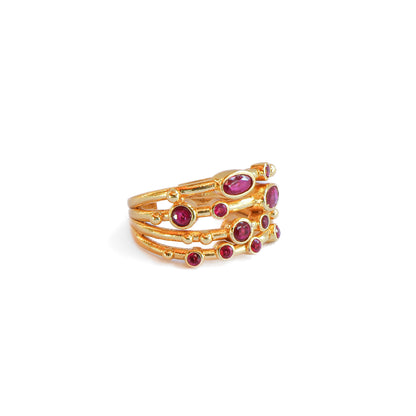 Anillo ajustable Capadocia N°5 Fucsia - Baño de oro 22 k
