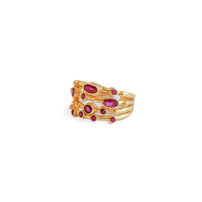 Anillo ajustable Capadocia N°5 Fucsia - Baño de oro 22 k