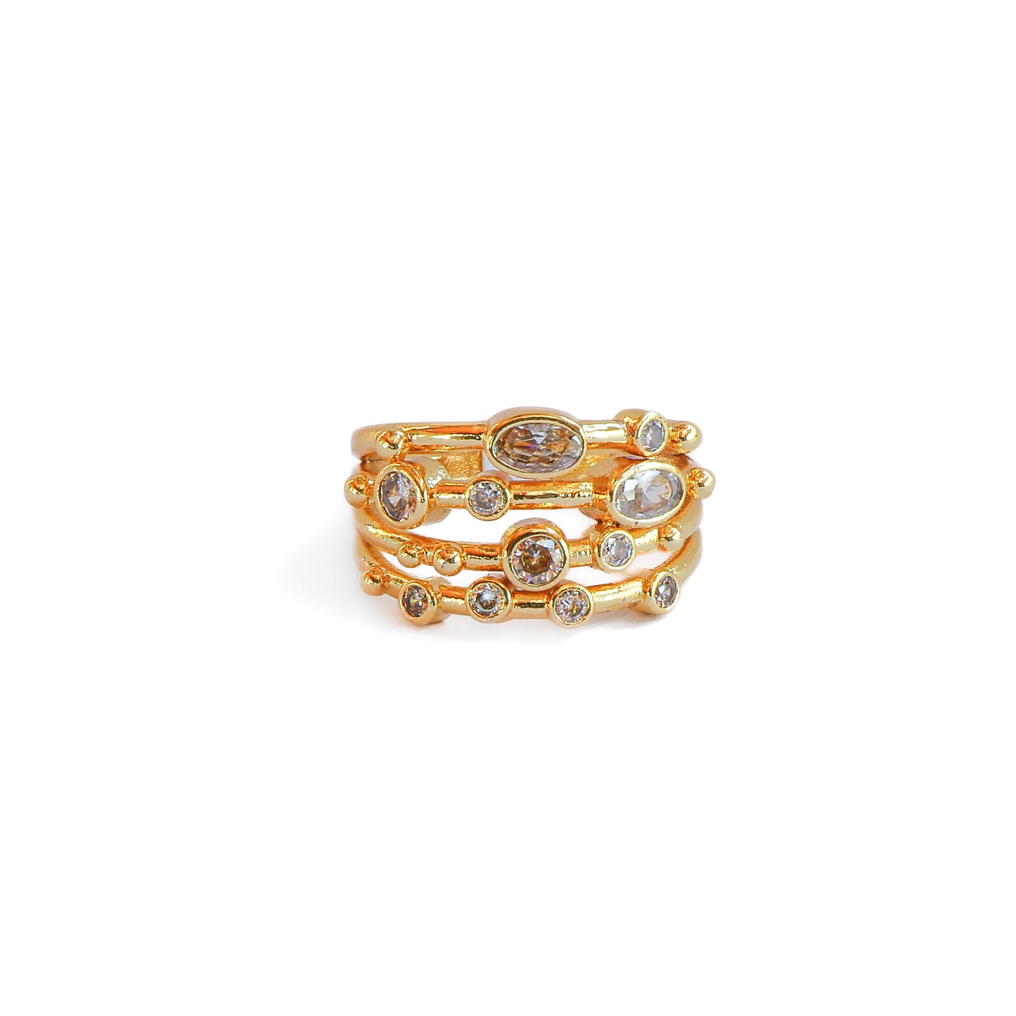 Anillo ajustable Capadocia N°5 zircones - Baño de oro 22 k