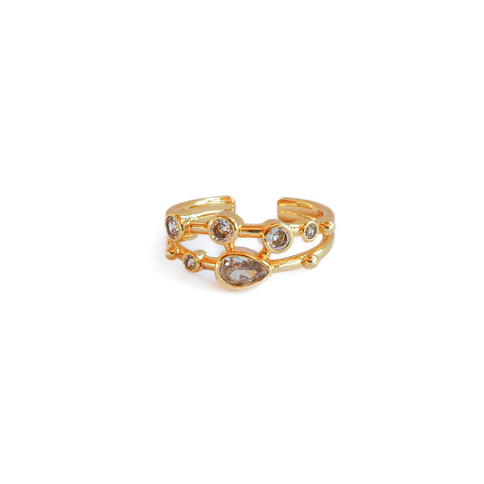 Anillo ajustable Capadocia N°2 zircón - Baño de oro 22 k