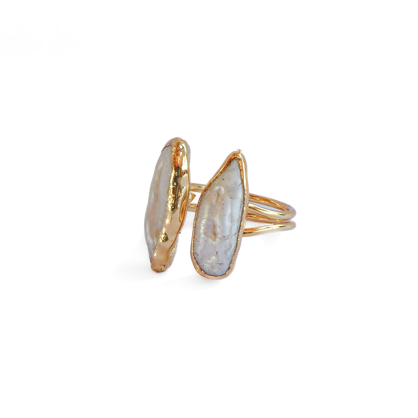 Anillo ajustable doble perla II - Baño de oro 22 k