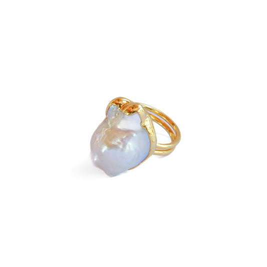 Anillo ajustable Perla Barroca - Baño de oro 22 k