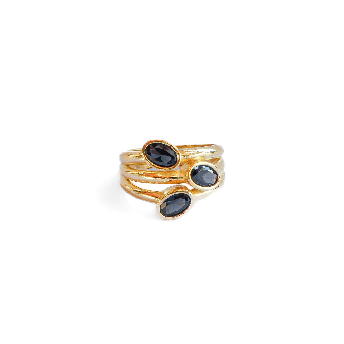 Anillo ajustable Elara Negro - Baño de oro 22 k