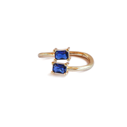 Anillo ajustable Zila azul - Baño de oro 22 k