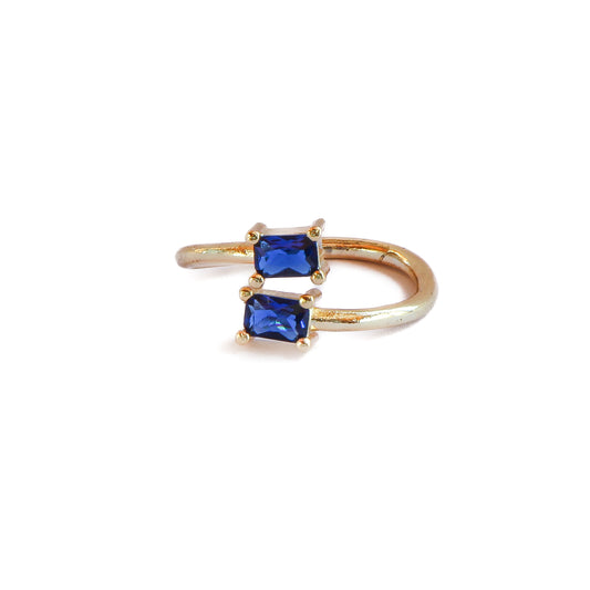Anillo ajustable Zila azul - Baño de oro 22 k
