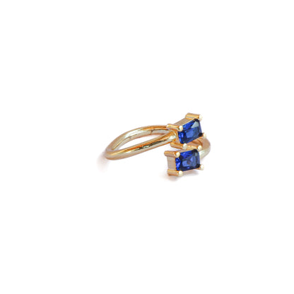 Anillo ajustable Zila azul - Baño de oro 22 k