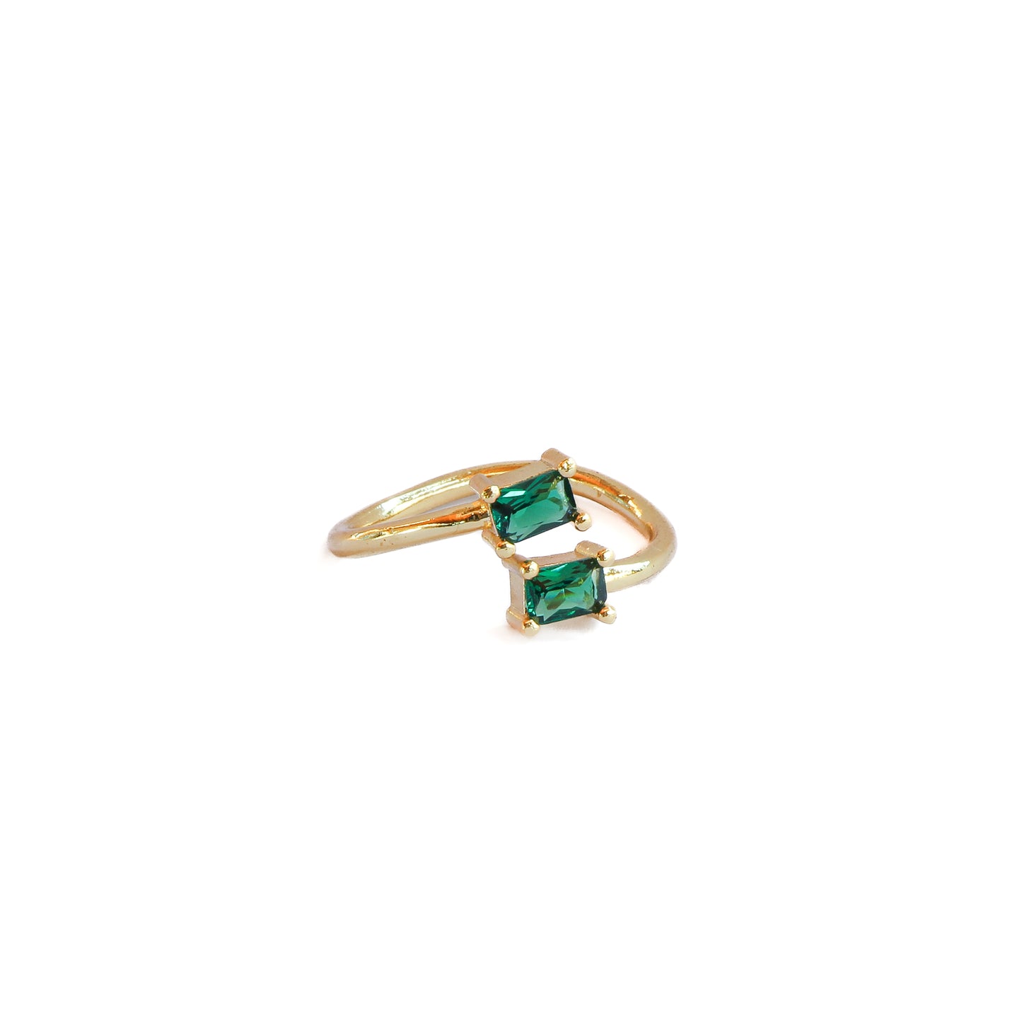 Anillo ajustable Zila verde - Baño de oro 22 k
