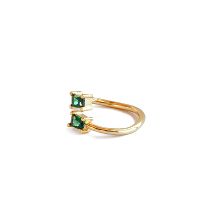 Anillo ajustable Zila verde - Baño de oro 22 k