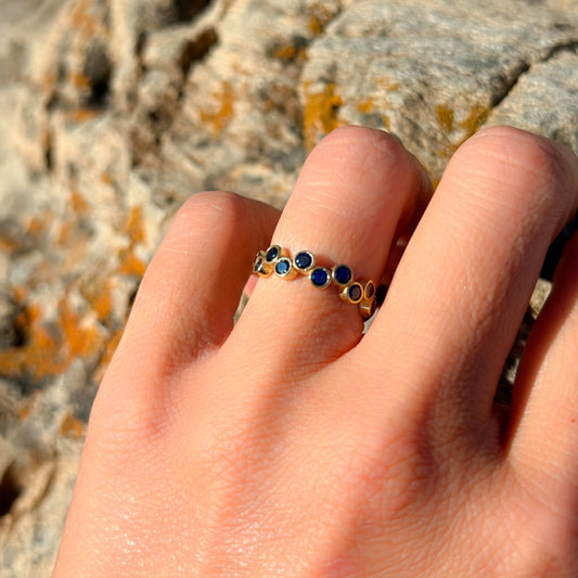 Anillo ajustable Capadocia Nº1 azul - Baño de oro 22 k