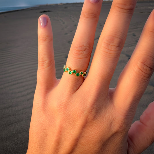 Anillo ajustable Capadocia Nº1 verde - Baño de oro 22 k