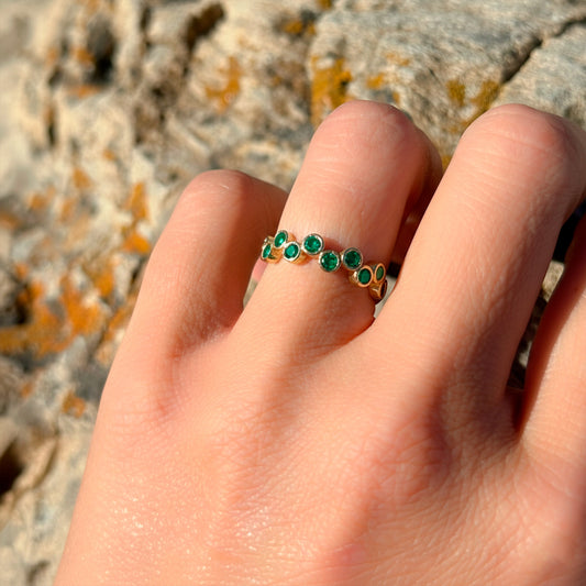 Anillo ajustable Capadocia Nº1 verde - Baño de oro 22 k