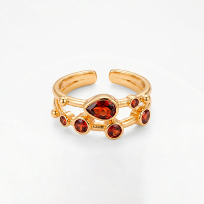 Anillo ajustable Capadocia N°2 granate - Baño de oro 22 k