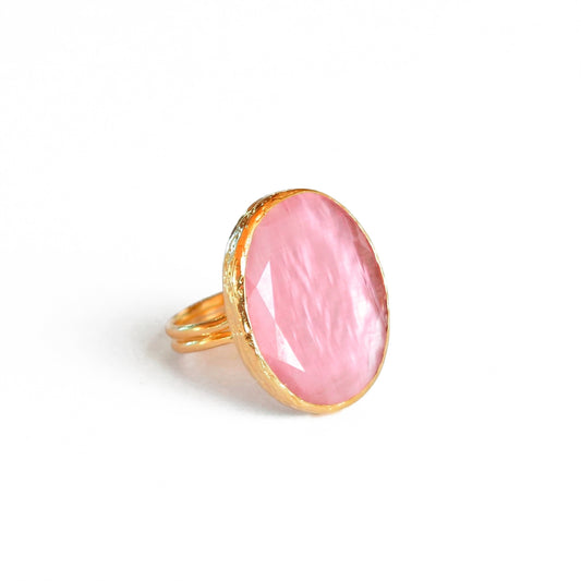 Anillo ajustable Deniz Rosa - Baño de oro 22 k