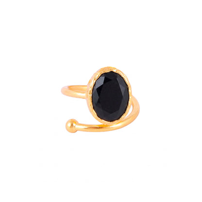 Anillo ajustable Brisa negro - Baño de oro 22 k