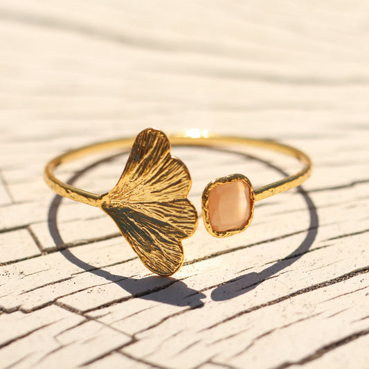 Esclava Ginkgo Peach - Baño de oro 22k