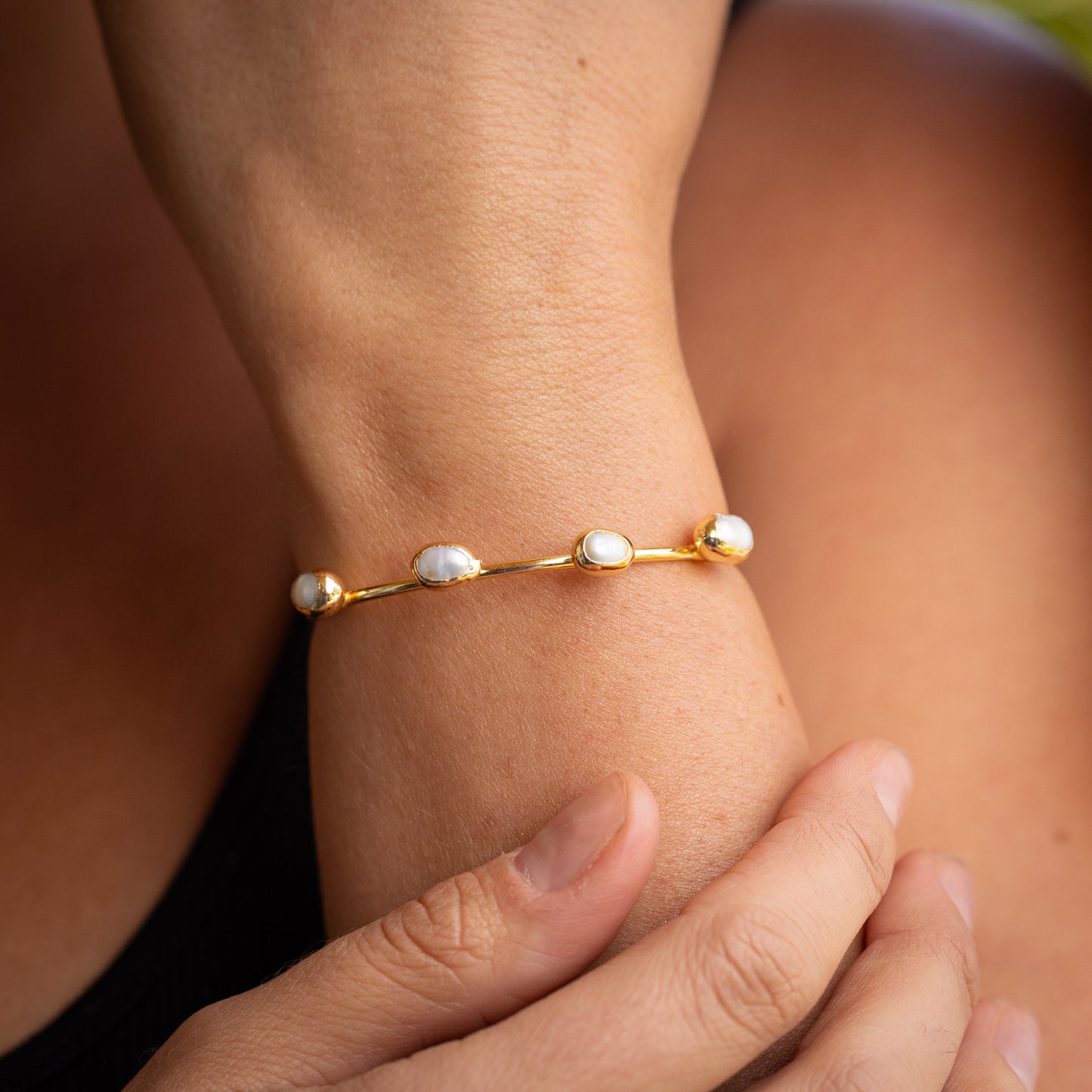 Esclava Seren Perlas - Baño de oro 22k