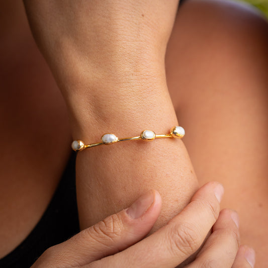 Esclava Seren Perlas - Baño de oro 22k