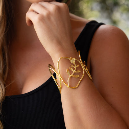 Brazalete ajustable Zeytin - Baño de oro 22k