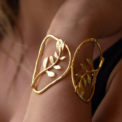 Brazalete ajustable Zeytin - Baño de oro 22k