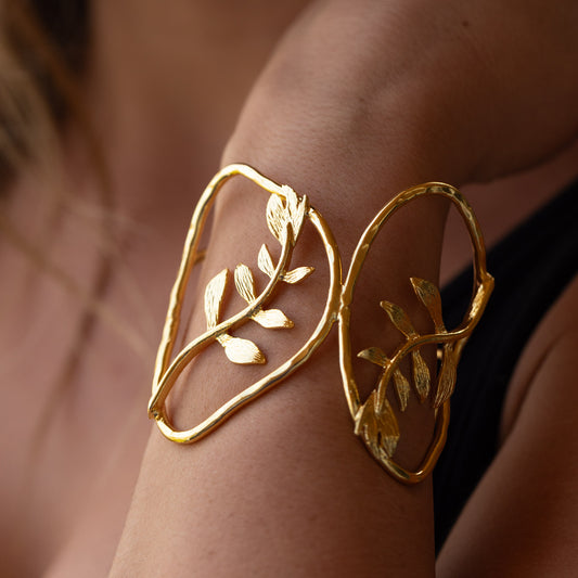 Brazalete ajustable Zeytin - Baño de oro 22k
