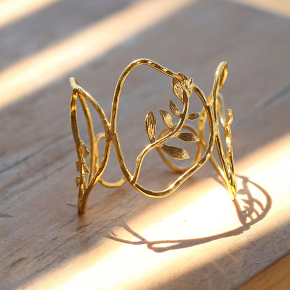 Brazalete ajustable Zeytin - Baño de oro 22k