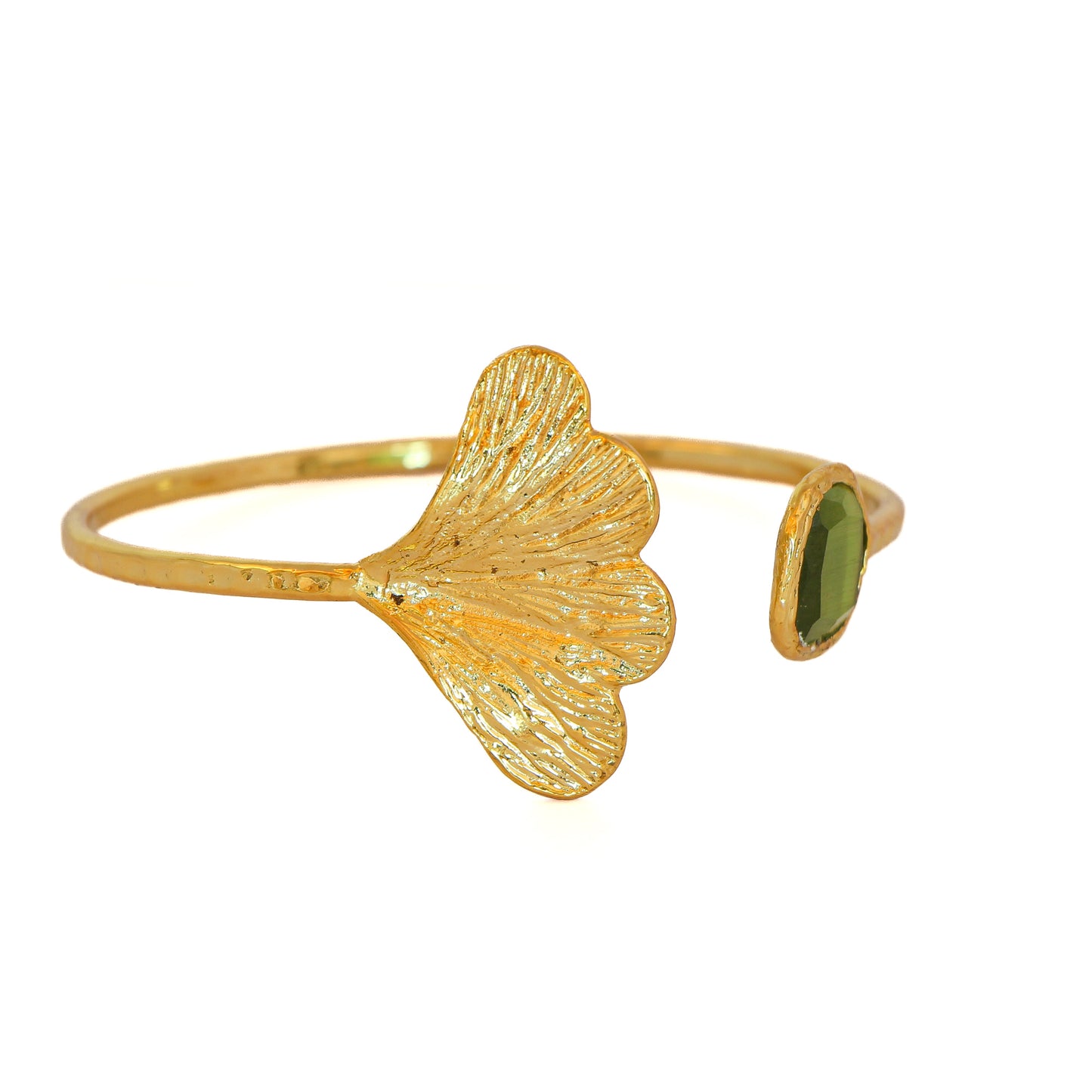 Esclava Ginkgo Verde oliva - Baño de oro 22k