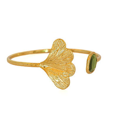 Esclava Ginkgo Verde oliva - Baño de oro 22k