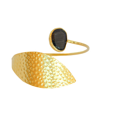 Esclava Laurel Negra - Baño de oro 22k