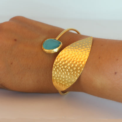 Esclava Laurel Turquesa - Baño de oro 22k