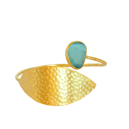 Esclava Laurel Turquesa - Baño de oro 22k