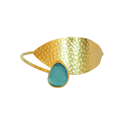 Esclava Laurel Turquesa - Baño de oro 22k