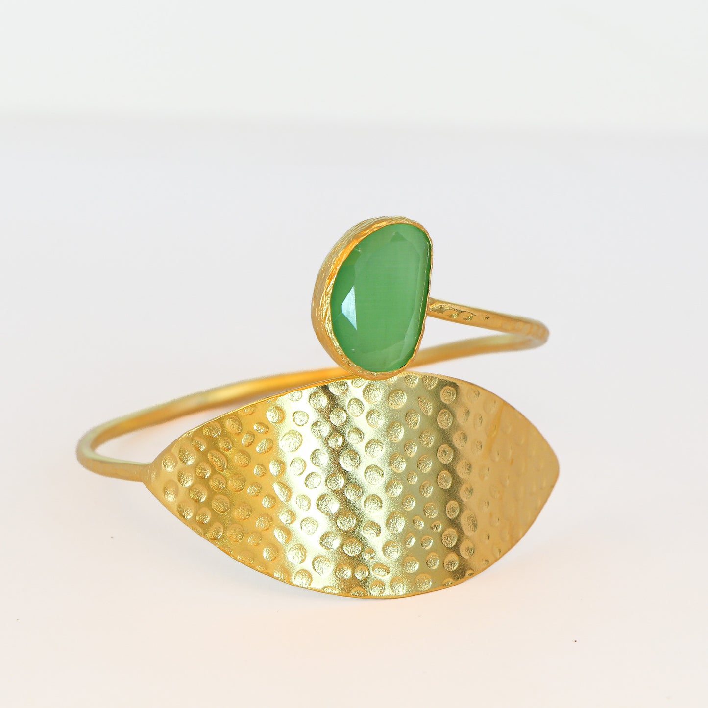Esclava Laurel Verde - Baño de oro 22k