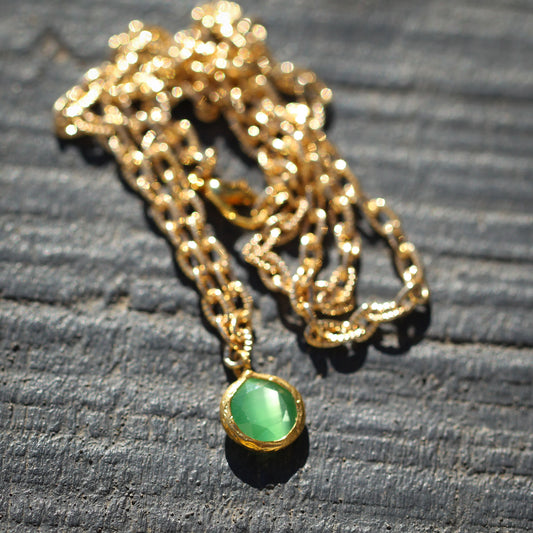 Collar cadena Bruma Verde - Baño de oro 22k