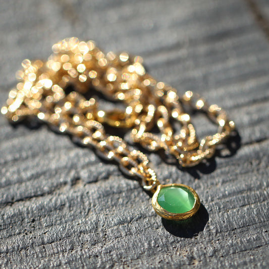Collar cadena Bruma Verde - Baño de oro 22k
