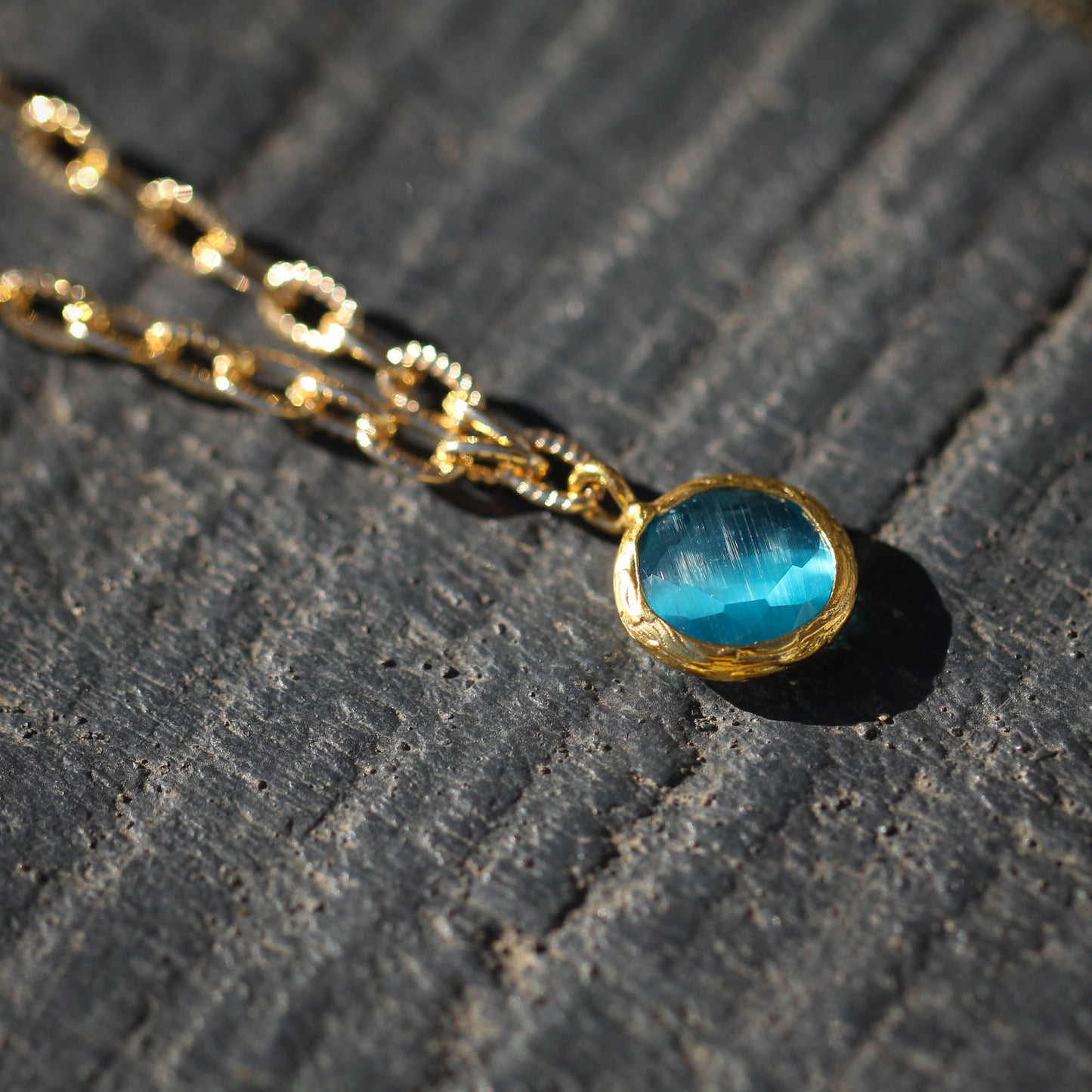 Collar cadena Bruma Turquesa - Baño de oro 22k