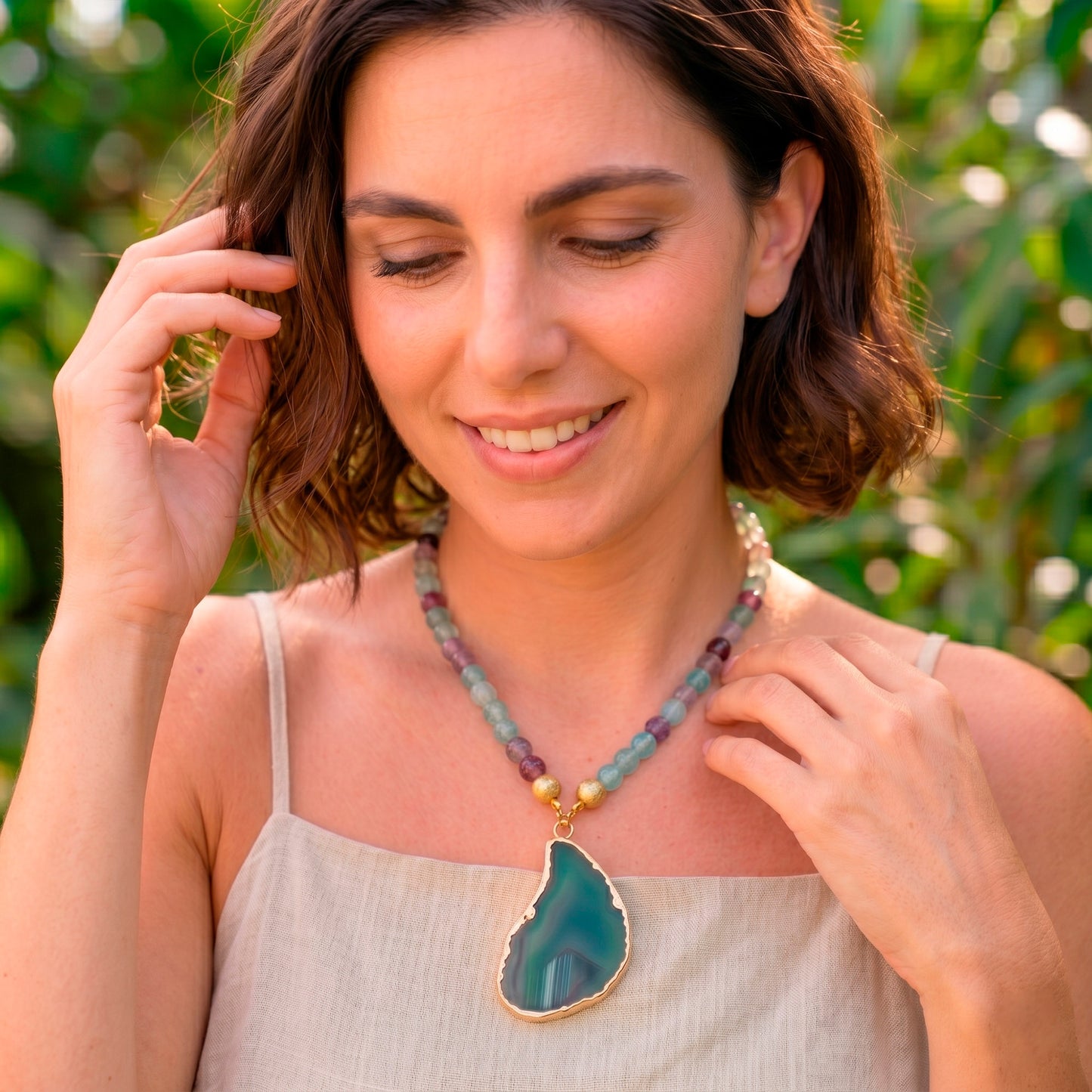 Collar Paz fluorita y ágata