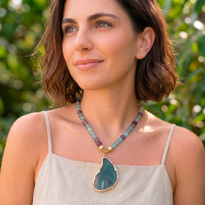 Collar Paz fluorita y ágata