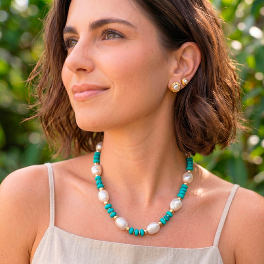 Collar Miray Turquesa y Perlas