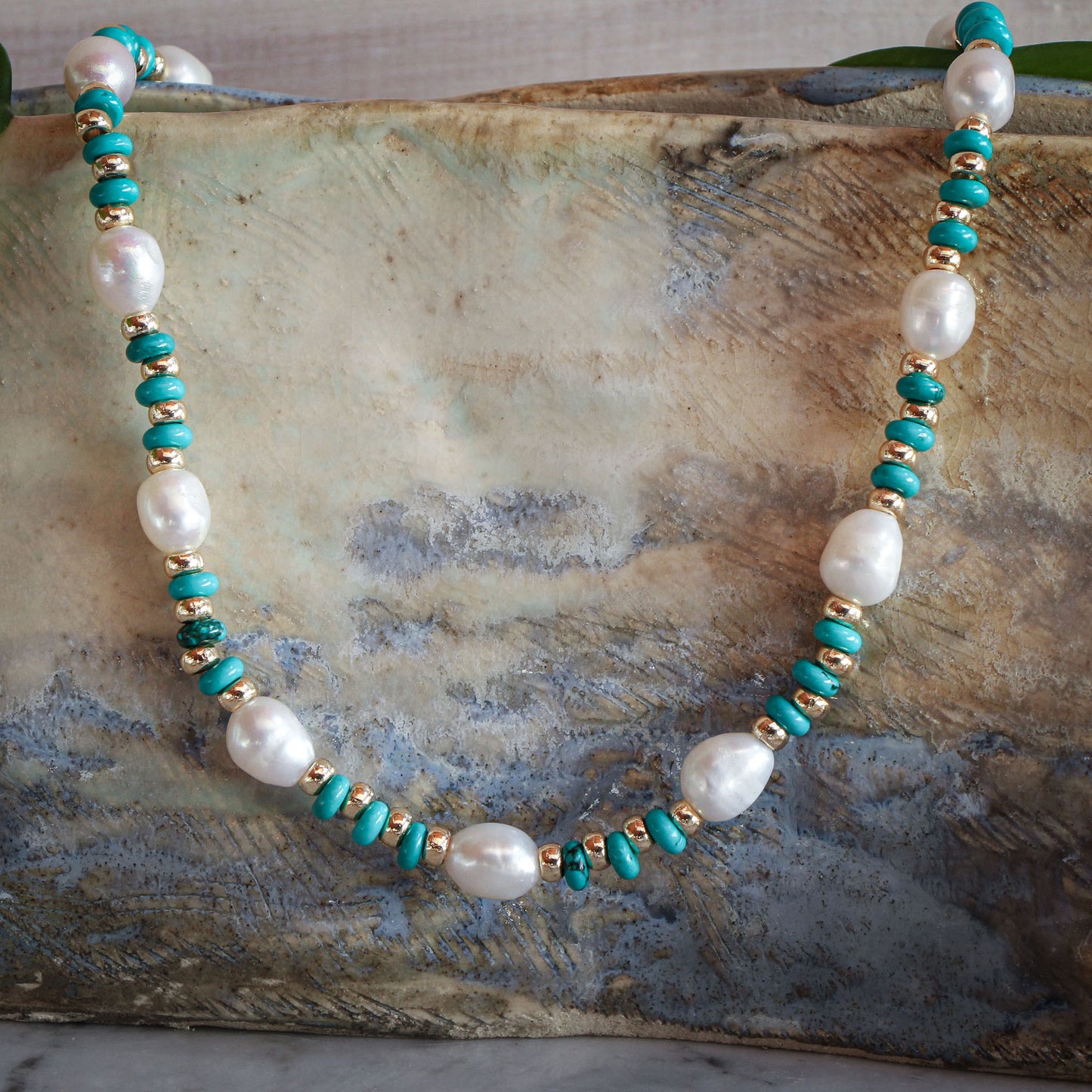 Collar Miray Turquesa y Perlas