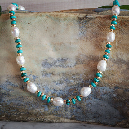 Collar Miray Turquesa y Perlas
