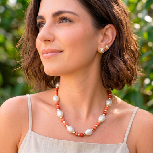 Collar Miray Coral y Perlas