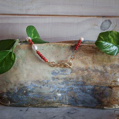 Collar Miray Coral y Perlas