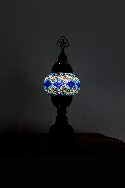 Lámpara turca de mesa XS Beads Azul