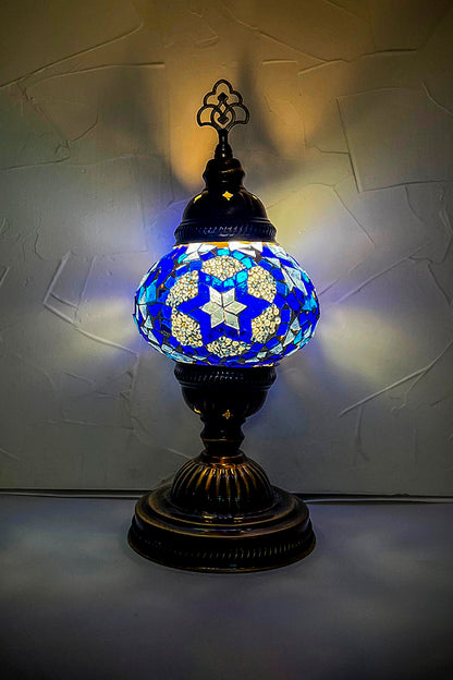 Lámpara turca de mesa S Bahla azul + ampolleta