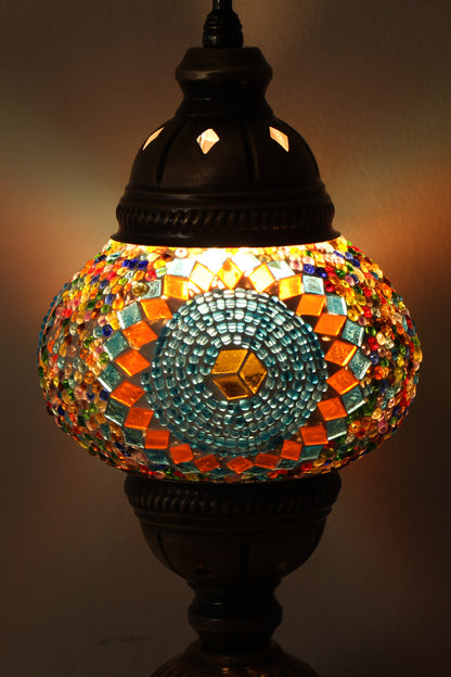 Lámpara turca de mesa S Dalga multicolor + ampolleta