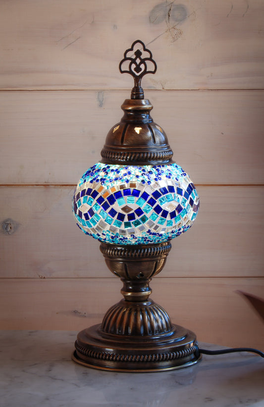 Lámpara turca de mesa S beads azul + ampolleta