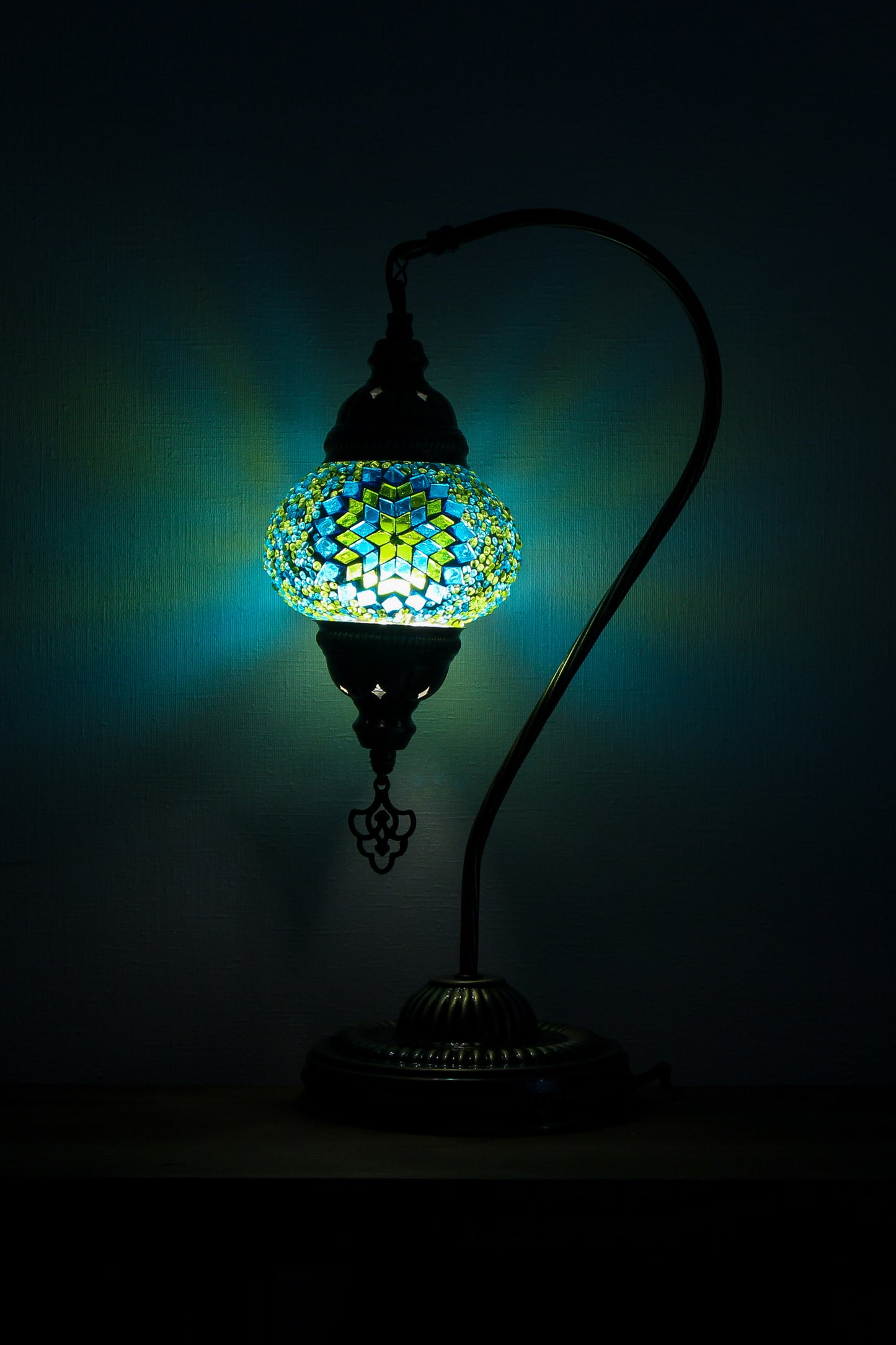 Lámpara turca cisne S Hajima verde y turquesa + ampolleta