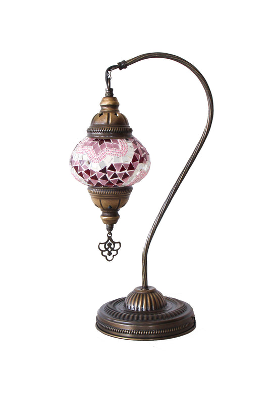 Lámpara turca cisne S Nahr rosa y burdeo + ampolleta
